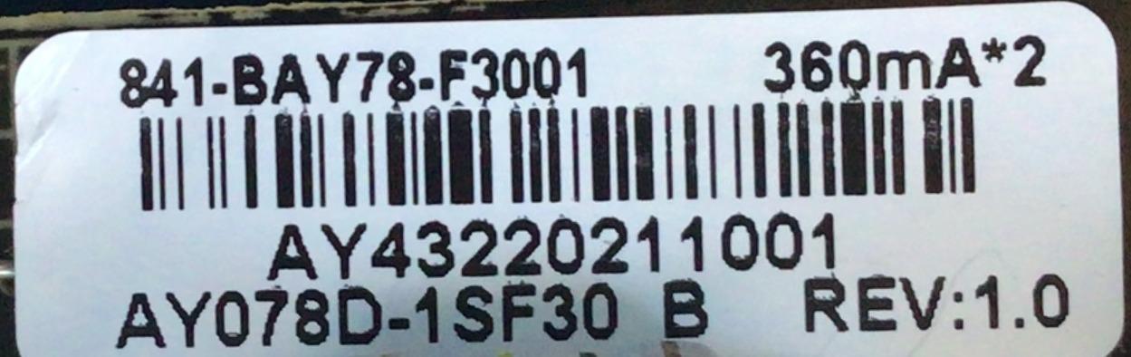 FUENTE DE PODER PARA MONITOR CURVO GIGABYTE / NUMERO DE PARTE AY078D-1SF30 / 841-BAY78-F3001 / AY078D-1SF30 B / AY078D-1SF31 / 131.2183 / PANEL SG3402H01-1 / MODELO G34WQC A - Imagen 3